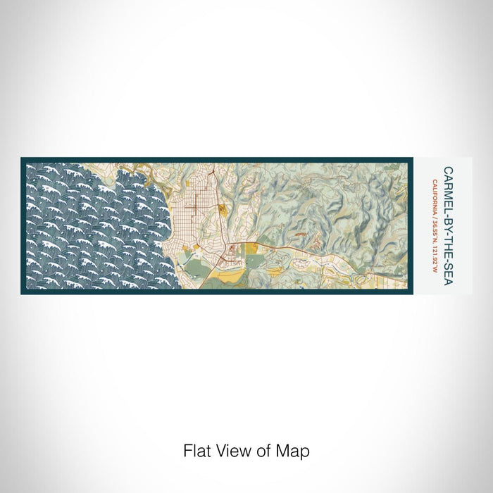 Rendered View of Carmel-by-the-Sea California Map on 10oz Stainless Steel Insulated Cup in Woodblock with Sliding Lid