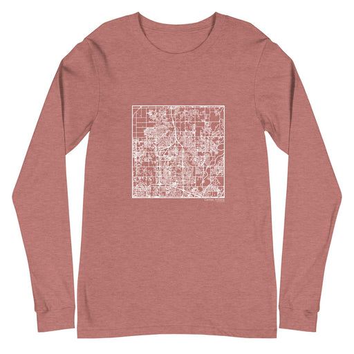 Carmel Indiana  Map Unisex Long-Sleeve T-shirt with City inscription in Heather Mauve