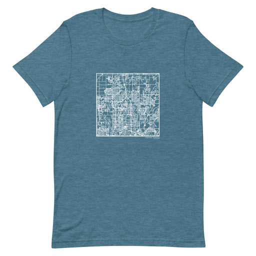 Carmel Indiana  Map Unisex T-Shirt with City inscription in Heather Teal