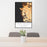 24x36 Carmel Highlands California Map Print Portrait Orientation in Ember Style Behind 2 Chairs Table and Potted Plant