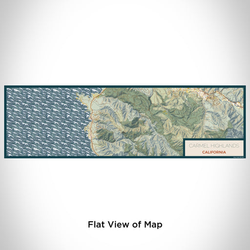Flat View of Map Custom Carmel Highlands California Map Enamel Mug in Woodblock