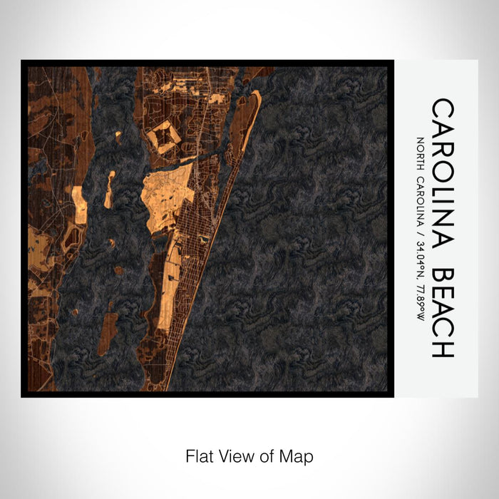 Rendered View of Carolina Beach North Carolina Map on 20oz Stainless Steel Insulated Bottle with Bamboo Top with printed ember style map