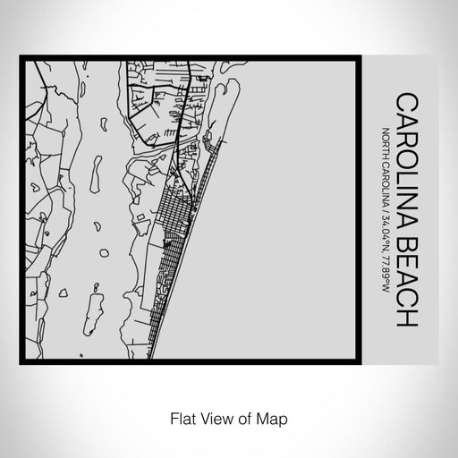 Rendered View of Carolina Beach North Carolina Map on 20oz Stainless Steel Insulated Bottle with Bamboo Top with printed Tactile Lines Map in Black