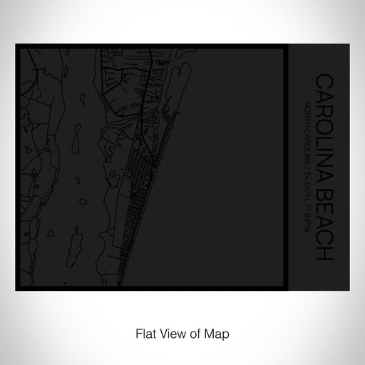 Rendered View of Carolina Beach North Carolina Map on 20oz Stainless Steel Insulated Bottle with Bamboo Top in Matte Black with printed Tactile Lines Map in Black