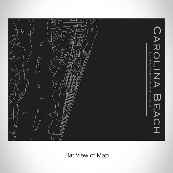 Rendered View of Carolina Beach North Carolina Map on 20oz Stainless Steel Insulated Bottle with Bamboo Top in Black