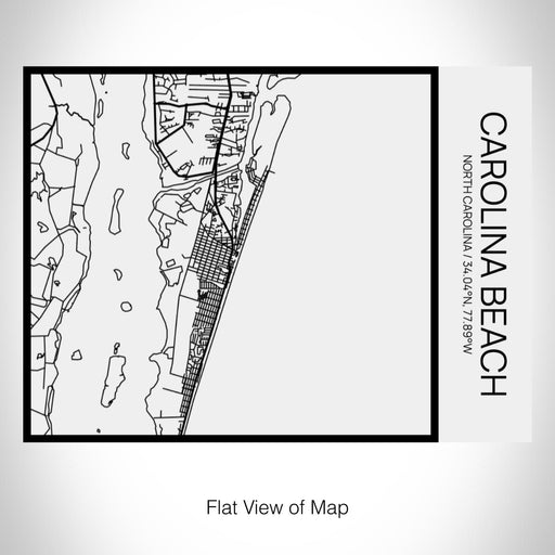 Rendered View of Carolina Beach North Carolina Map on 20oz Stainless Steel Insulated Bottle with Bamboo Top in Matte White with printed Tactile Lines Map in Black