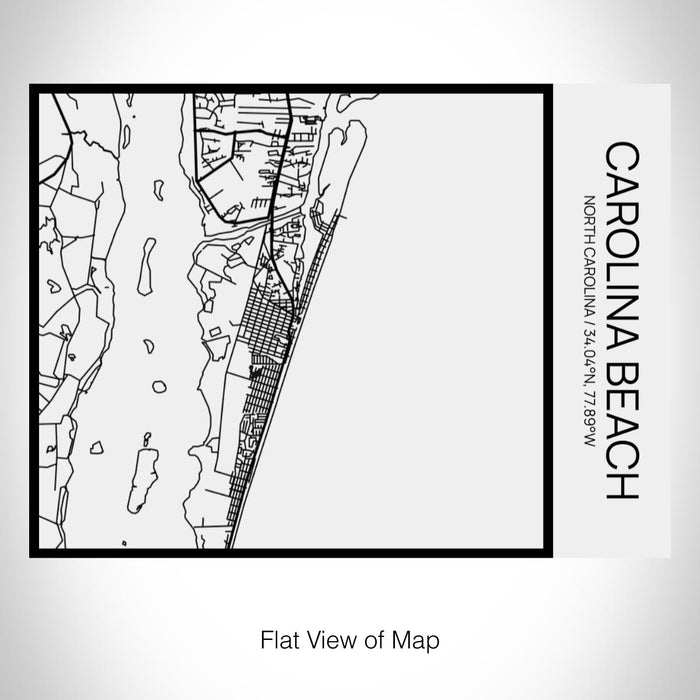 Rendered View of Carolina Beach North Carolina Map on 20oz Stainless Steel Insulated Bottle with Bamboo Top in Matte White with printed Tactile Lines Map in Black