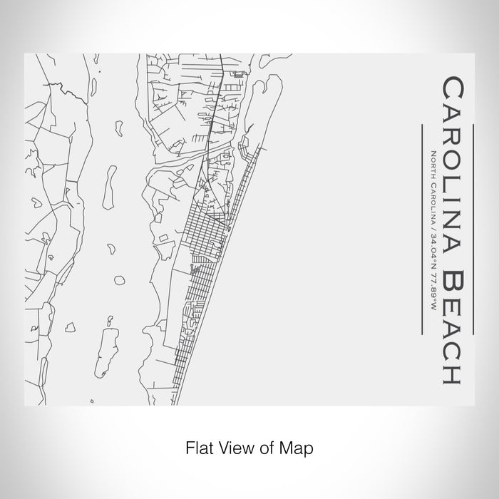 Rendered View of Carolina Beach North Carolina Map on 20oz Stainless Steel Insulated Bottle with Bamboo Top in White