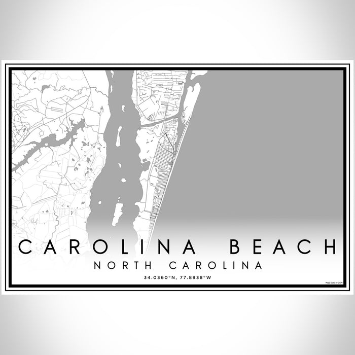 Carolina Beach North Carolina Map Print Landscape Orientation in Classic Style With Shaded Background