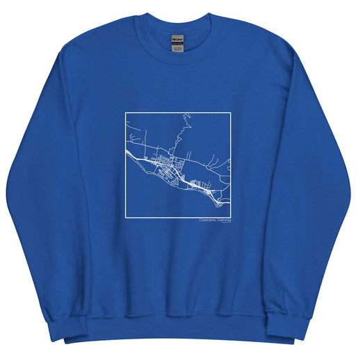 Carpinteria California  Map Unisex Crewneck Sweater with City inscription in Royal Blue