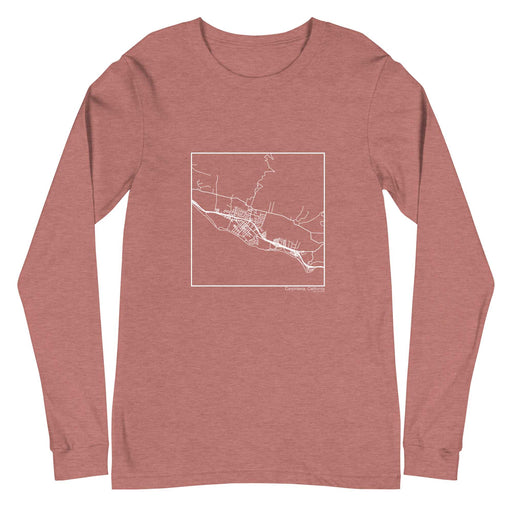 Carpinteria California  Map Unisex Long-Sleeve T-shirt with City inscription in Heather Mauve
