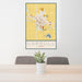 24x36 Carroll Iowa Map Print Portrait Orientation in Woodblock Style Behind 2 Chairs Table and Potted Plant