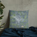 Custom Carroll Iowa Map Throw Pillow in Afternoon on Bedding Against Wall