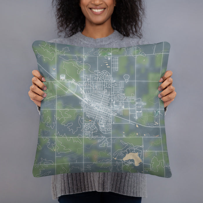 Person holding 18x18 Custom Carroll Iowa Map Throw Pillow in Afternoon