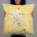 Person holding 22x22 Custom Carroll Iowa Map Throw Pillow in Woodblock