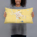 Person holding 20x12 Custom Carroll Iowa Map Throw Pillow in Woodblock