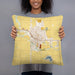 Person holding 18x18 Custom Carroll Iowa Map Throw Pillow in Woodblock