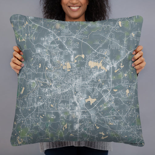 Person holding 22x22 Custom Carrollton Georgia Map Throw Pillow in Afternoon
