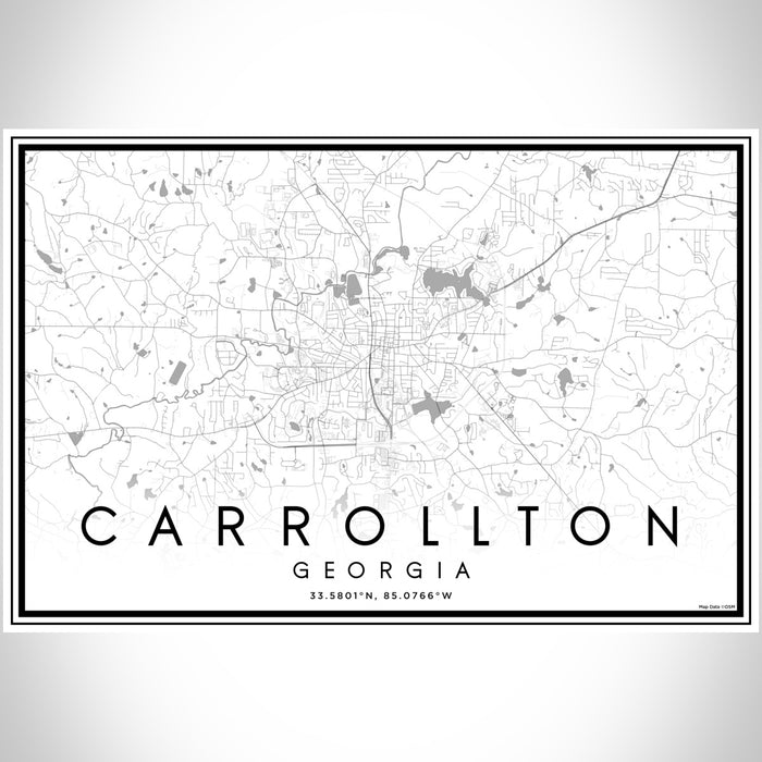 Carrollton Georgia Map Print Landscape Orientation in Classic Style With Shaded Background