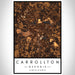 Carrollton Georgia Map Print Portrait Orientation in Ember Style With Shaded Background