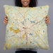 Person holding 22x22 Custom Carrollton Georgia Map Throw Pillow in Woodblock