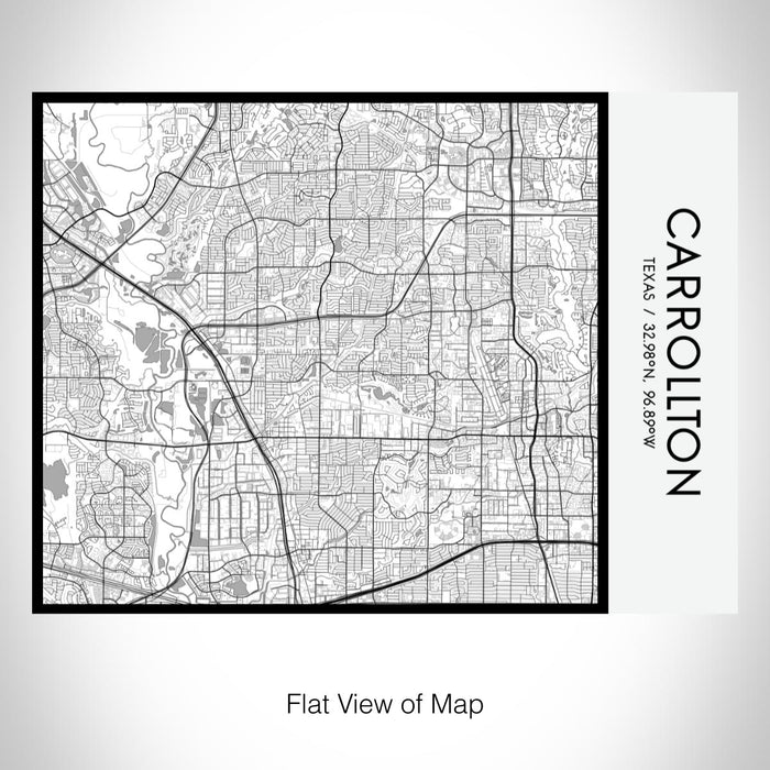 Rendered View of Carrollton Texas Map on 20oz Stainless Steel Insulated Bottle with Bamboo Top with printed classic style map