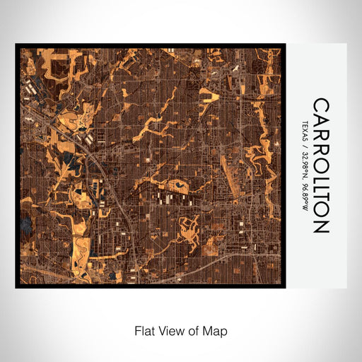 Rendered View of Carrollton Texas Map on 20oz Stainless Steel Insulated Bottle with Bamboo Top with printed ember style map