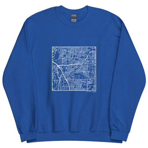Carrollton Texas  Map Unisex Crewneck Sweater with City inscription in Royal Blue