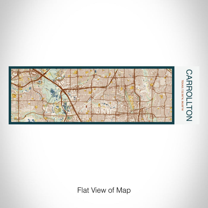 Rendered View of Carrollton Texas Map on 10oz Stainless Steel Insulated Cup in Woodblock with Sliding Lid
