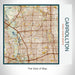 Rendered View of Carrollton Texas Map on 17oz Stainless Steel Insulated Tumbler in Woodblock Map Style