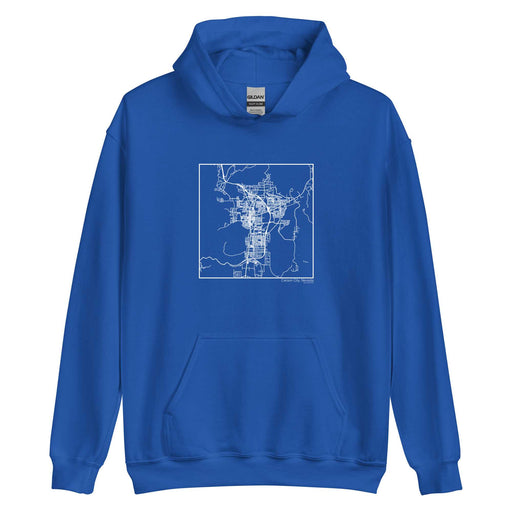 Carson City Nevada  Map Unisex Hoodie Sweater with City inscription in Royal Blue