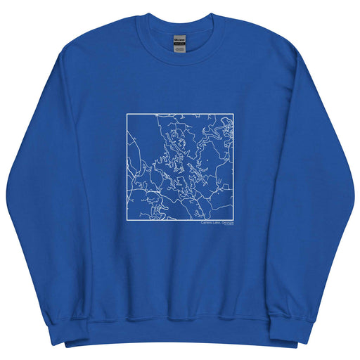 Carters Lake Georgia  Map Unisex Crewneck Sweater with City inscription in Royal Blue