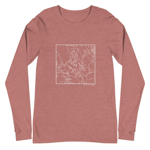 Carters Lake Georgia  Map Unisex Long-Sleeve T-shirt with City inscription in Heather Mauve