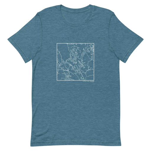 Carters Lake Georgia  Map Unisex T-Shirt with City inscription in Heather Teal