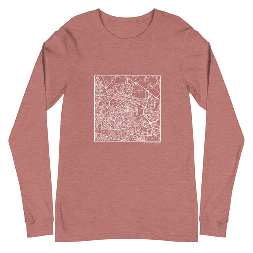 Cary North Carolina  Map Unisex Long-Sleeve T-shirt with City inscription in Heather Mauve