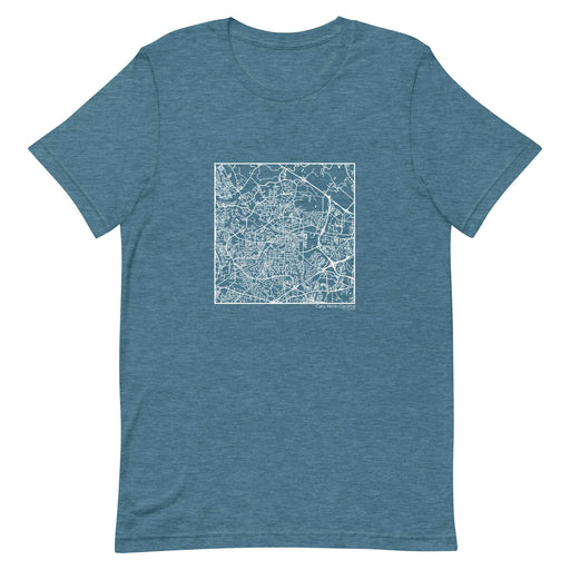 Cary North Carolina  Map Unisex T-Shirt with City inscription in Heather Teal