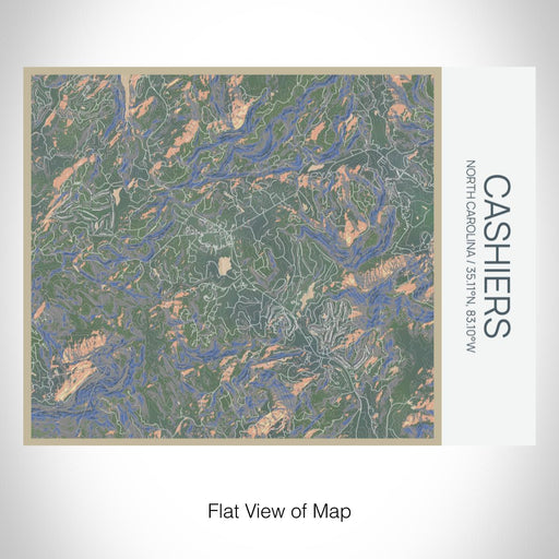 Rendered View of Cashiers North Carolina Map on 20oz Stainless Steel Insulated Bottle with Bamboo Top with printed afternoon style map