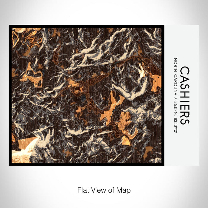 Rendered View of Cashiers North Carolina Map on 20oz Stainless Steel Insulated Bottle with Bamboo Top with printed ember style map