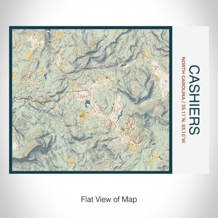 Rendered View of Cashiers North Carolina Map on 20oz Stainless Steel Insulated Bottle with Bamboo Top with printed woodblock style map