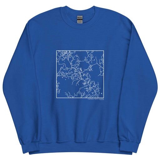 Cashiers North Carolina  Map Unisex Crewneck Sweater with City inscription in Royal Blue