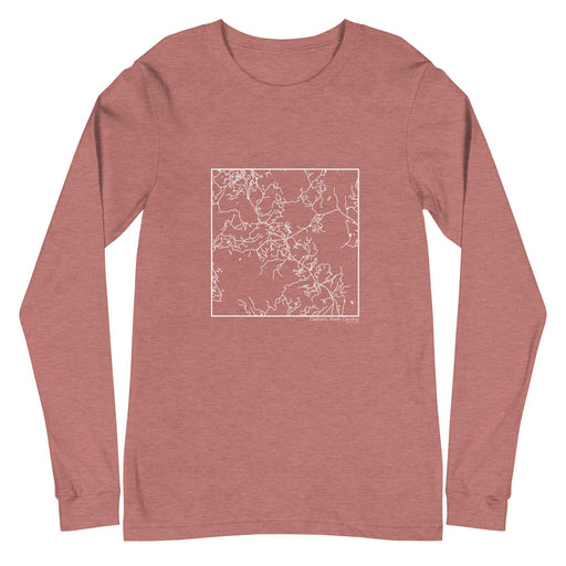 Cashiers North Carolina  Map Unisex Long-Sleeve T-shirt with City inscription in Heather Mauve