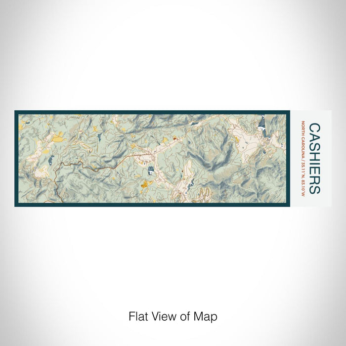 Rendered View of Cashiers North Carolina Map on 10oz Stainless Steel Insulated Cup in Woodblock with Sliding Lid