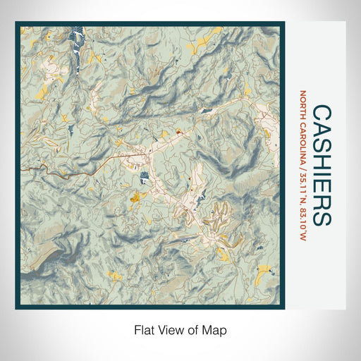 Rendered View of Cashiers North Carolina Map on 17oz Stainless Steel Insulated Tumbler in Woodblock Map Style