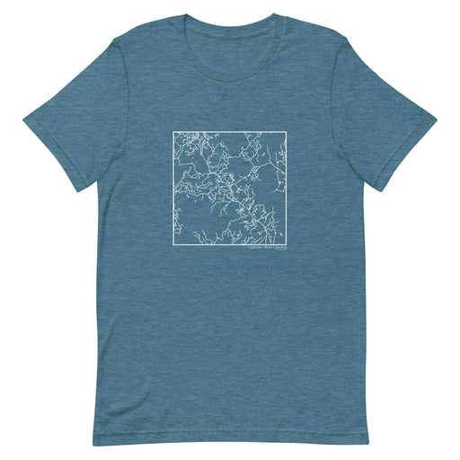 Cashiers North Carolina  Map Unisex T-Shirt with City inscription in Heather Teal