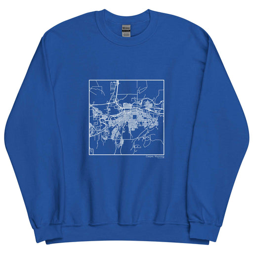 Casper Wyoming  Map Unisex Crewneck Sweater with City inscription in Royal Blue