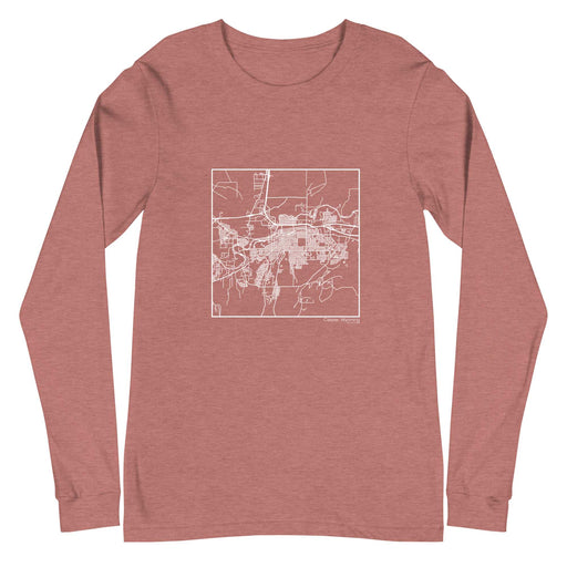 Casper Wyoming  Map Unisex Long-Sleeve T-shirt with City inscription in Heather Mauve