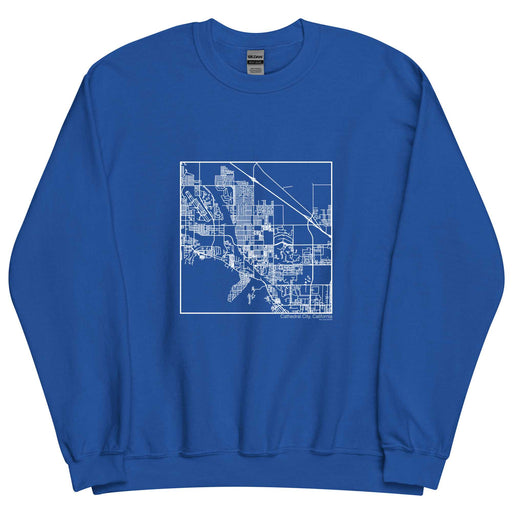 Cathedral City California  Map Unisex Crewneck Sweater with City inscription in Royal Blue