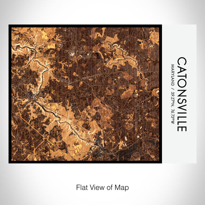 Rendered View of Catonsville Maryland Map on 20oz Stainless Steel Insulated Bottle with Bamboo Top with printed ember style map