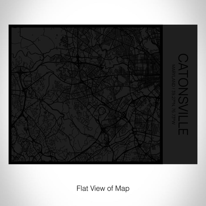 Rendered View of Catonsville Maryland Map on 20oz Stainless Steel Insulated Bottle with Bamboo Top in Matte Black with printed Tactile Lines Map in Black