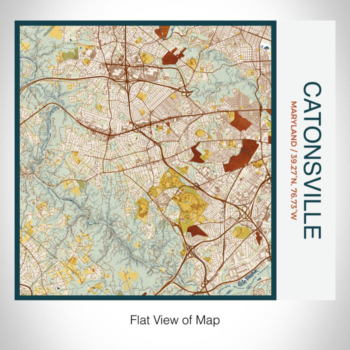 Rendered View of Catonsville Maryland Map on 17oz Stainless Steel Insulated Tumbler in Woodblock Map Style